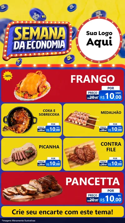 Modelo de TV para TV Vertical com o tema Semana da Economia para Assados