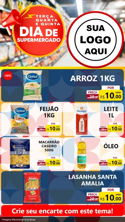 Modelo de TV para TV Vertical com o tema Dia de Supermercado para Supermercado