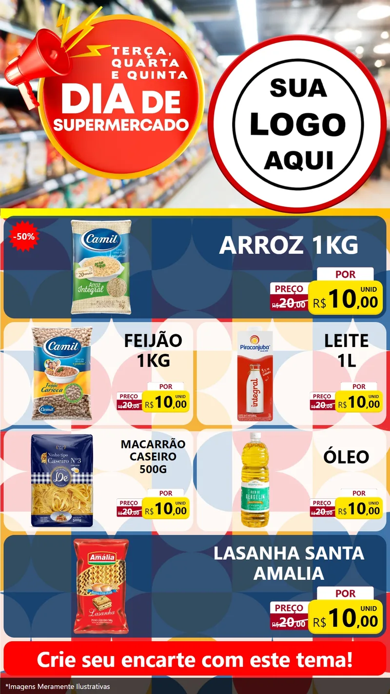 Modelo de TV para TV Vertical com o tema Dia de Supermercado para Supermercado