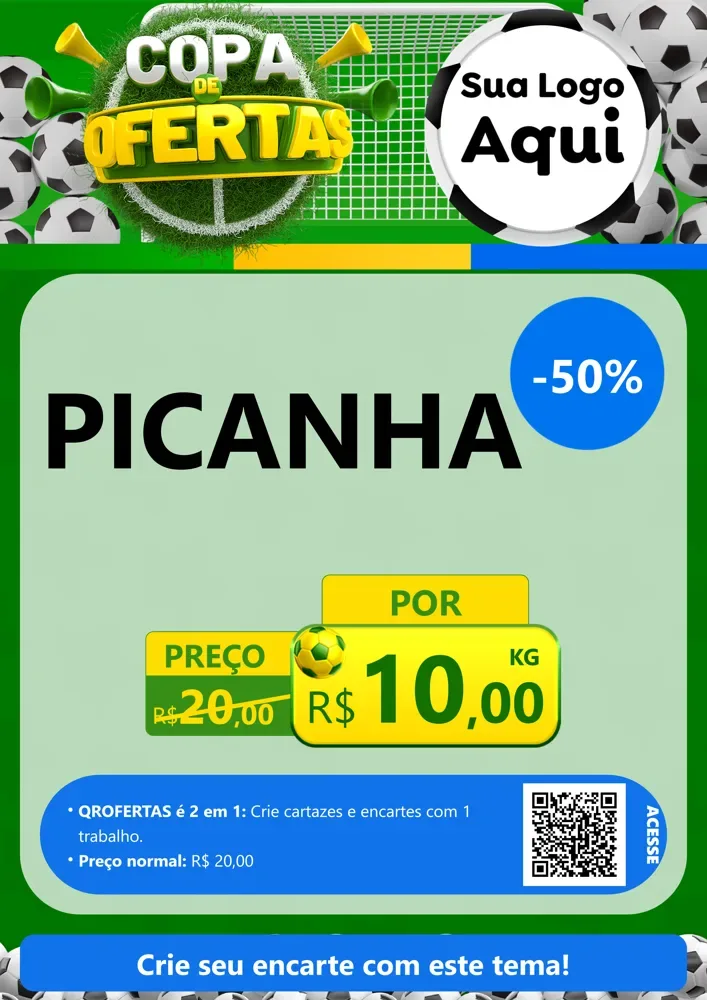Modelo de Cartaz para Cartaz A4 Vertical com o tema Copa De Ofertas para Açougue