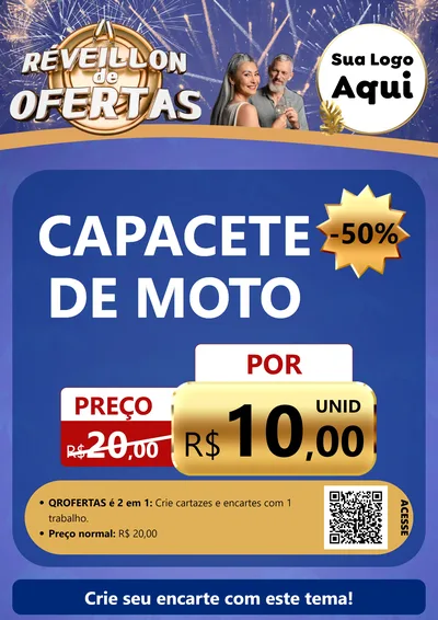 Modelo de Cartaz para Cartaz A4 Vertical com o tema Réveillon de Ofertas para Moto peças