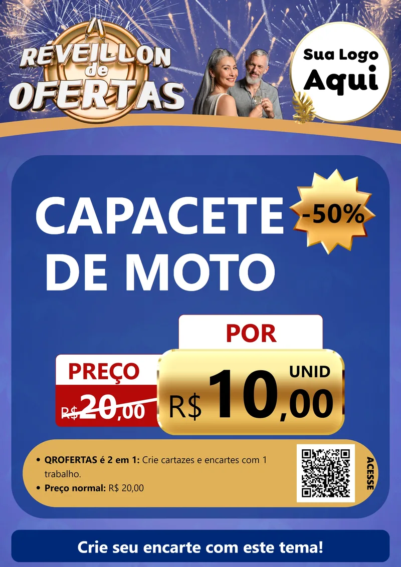Modelo de Cartaz para Cartaz A4 Vertical com o tema Réveillon de Ofertas para Moto peças