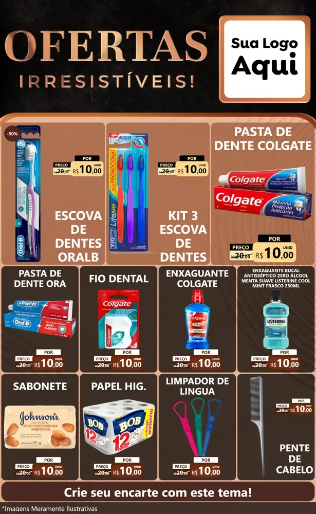 Modelo de Encarte para Encarte Grande com o tema Ofertas Irresistíveis! para Higiene Pessoal