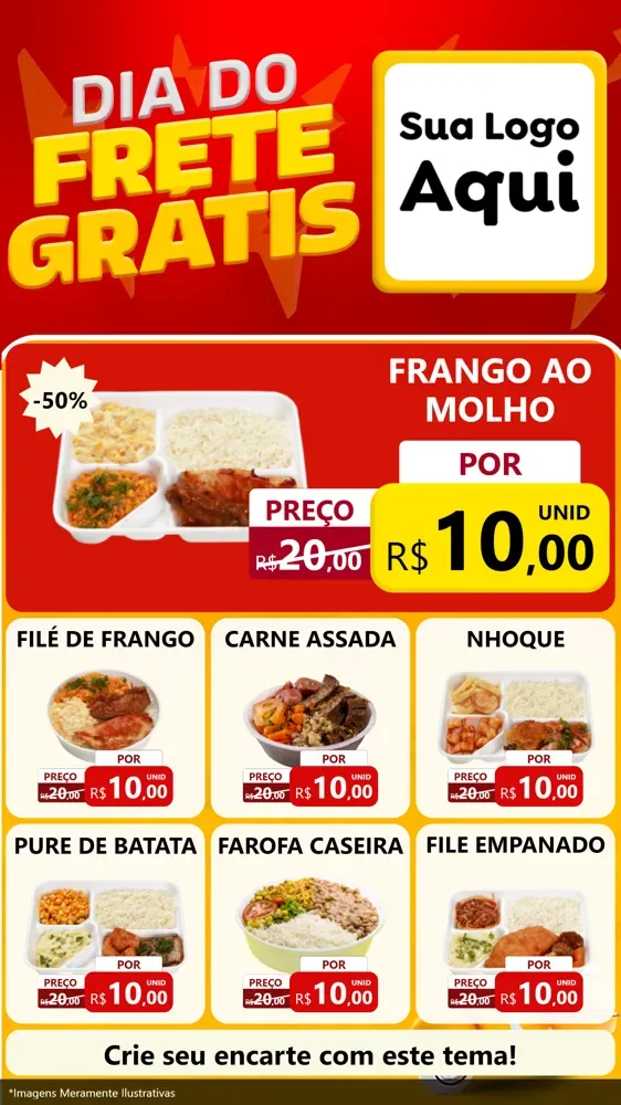 Modelo de Rede Social para Stories com o tema Dia do Frete Grátis para Restaurante