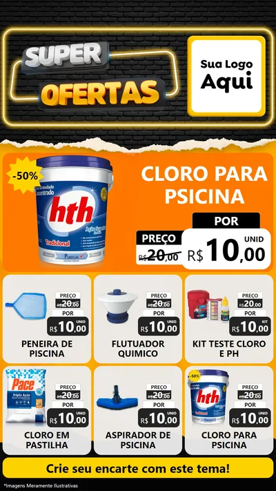 Modelo de Rede Social para Stories com o tema Super Ofertas para Produtos para Piscina