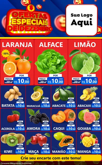 Modelo de Encarte para Encarte Grande com o tema Ofertas Especiais de Dezembro para Hortifrúti