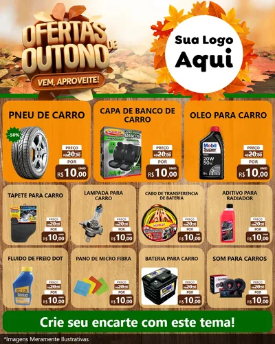 Modelo de Rede Social para Feed Instagram com o tema Ofertas de Outono - Vem, Aproveite! para Auto peças