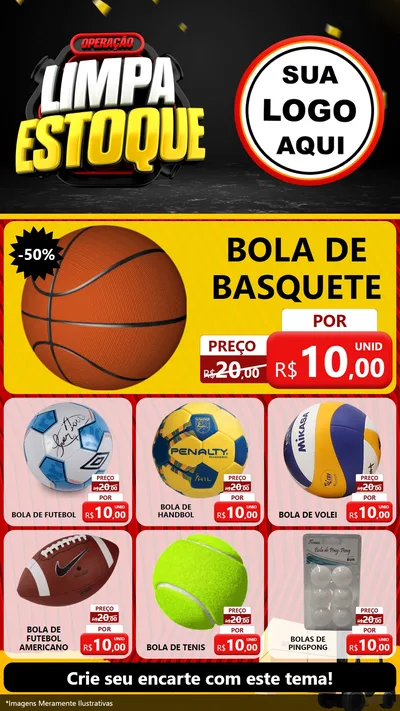 Modelo de Rede Social para Stories com o tema Operação Limpa Estoque para Artigos Esportivos