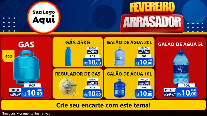 Modelo de TV para TV Horizontal com o tema Fevereiro Arrasador para Água e gás