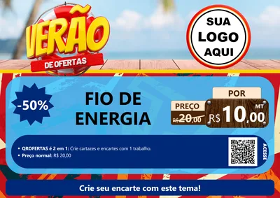Modelo de Cartaz para Cartaz A4 Horizontal com o tema Verão de Ofertas para Materiais Elétricos