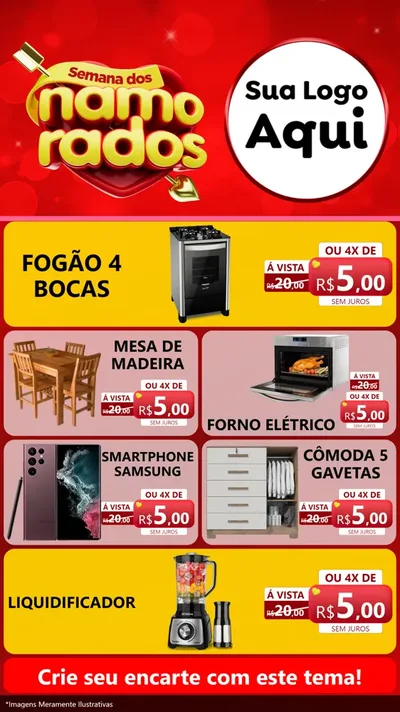 Modelo de TV para TV Vertical com o tema Semana dos namorados para Móveis e Eletro