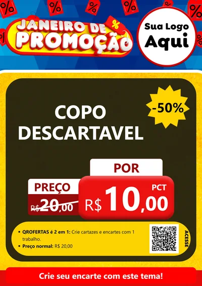 Modelo de Cartaz para Cartaz A4 Vertical com o tema Janeiro de Promoção para Embalagens