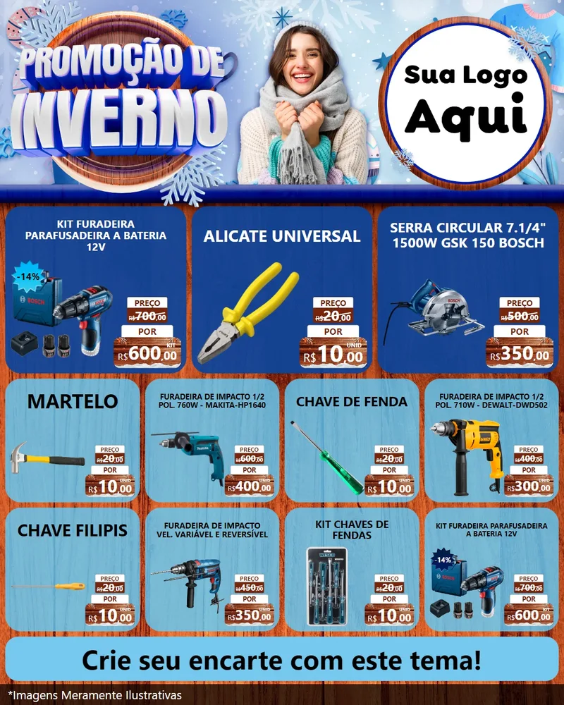 Modelo de Rede Social para Feed Instagram com o tema Promoção de Inverno para Maquinas e Ferramentas
