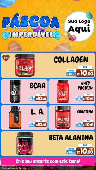 Modelo de TV para TV Vertical com o tema Páscoa Imperdível para Suplementos alimentares