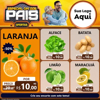 Modelo de Rede Social para Feed Facebook com o tema Especial Dia dos Pais para Hortifrúti