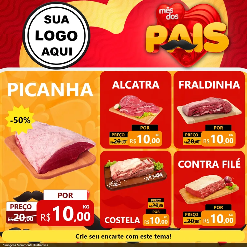 Modelo de Rede Social para Feed Facebook com o tema Mês Dos Pais para Açougue