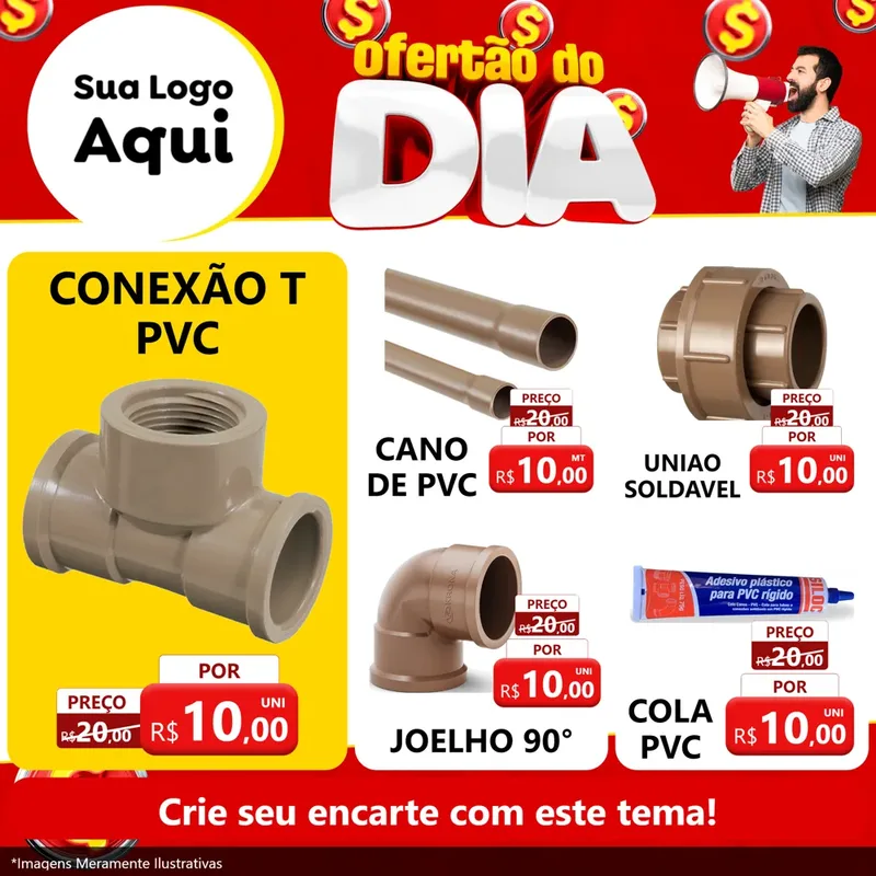Modelo de Rede Social para Feed Facebook com o tema Ofertão do dia para Tubos e conexões