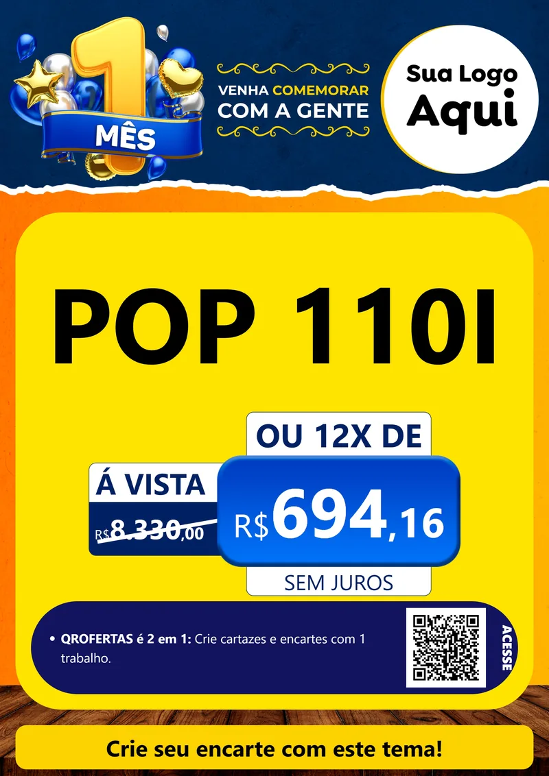 Modelo de Cartaz para Cartaz A4 Vertical com o tema Um Mês de Aniversário para Concessionaria de Motos