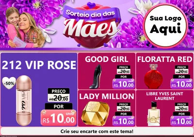 Modelo de Encarte para Encarte A4 Horizontal com o tema Sorteio Dia das Mães para Perfumes