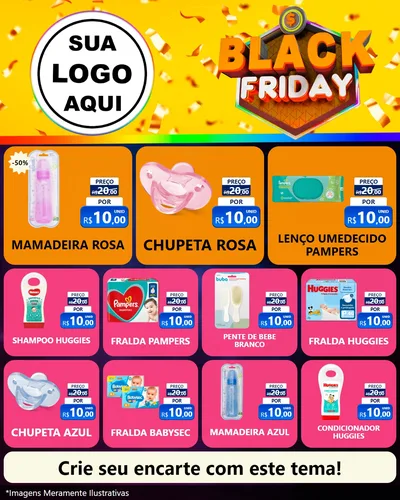Modelo de Rede Social para Feed Instagram com o tema Black Friday para Bebês