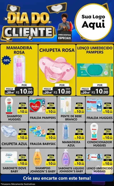 Modelo de Encarte para Encarte Grande com o tema Dia Do Cliente para Bebês