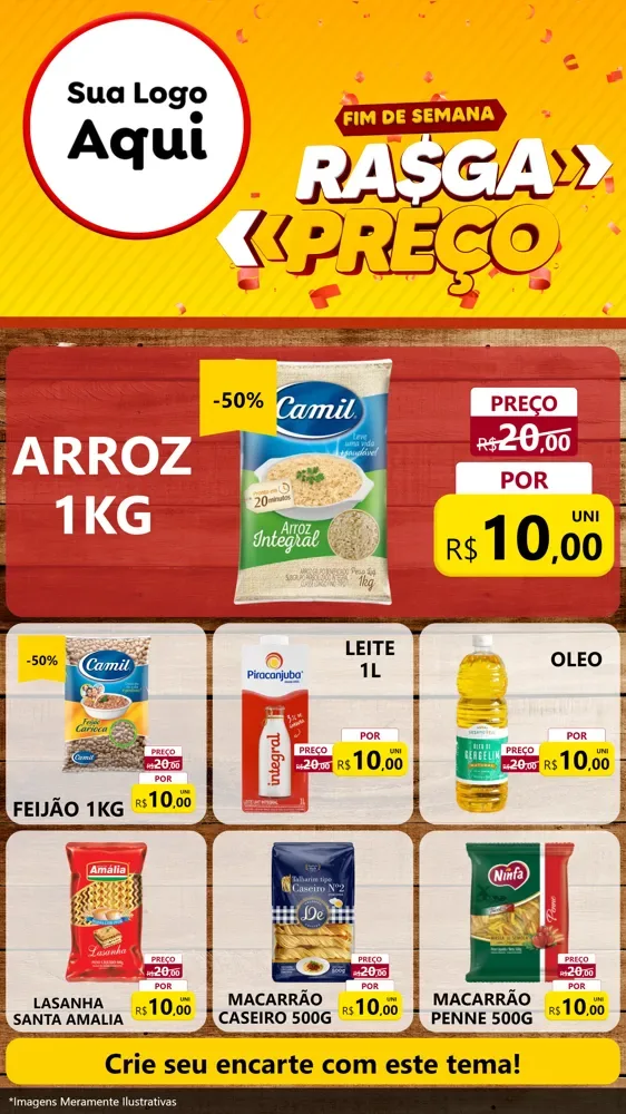 Modelo de Rede Social para Stories com o tema Fim de Semana Rasga Preços para Supermercado