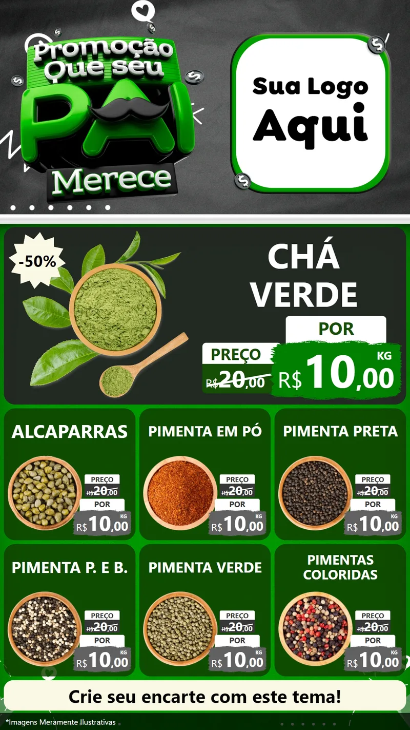 Modelo de Rede Social para Stories com o tema Promoção Que seu Pai Merece para Produtos Naturais
