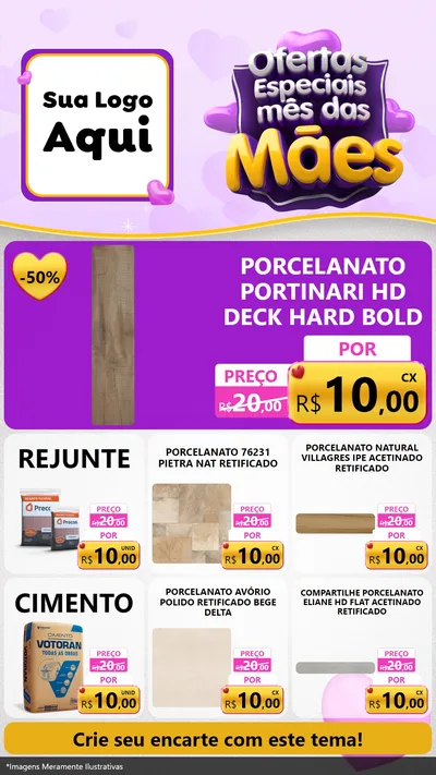 Modelo de Rede Social para Stories com o tema Ofertas Especiais - Mês das Mães para Pisos e revestimentos