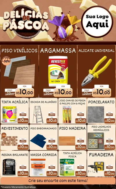 Modelo de Encarte para Encarte Grande com o tema Delícias de Páscoa para Material para Construção