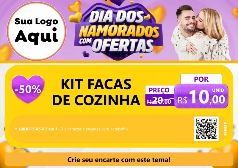 Modelo de Cartaz para Cartaz A4 Horizontal com o tema Dia Dos Namorados Com Ofertas para Utilidades Domésticas