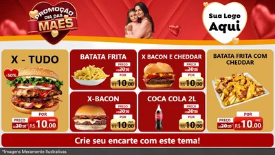 Modelo de TV para TV Horizontal com o tema Promoção Dia das Mães para Hamburgueria