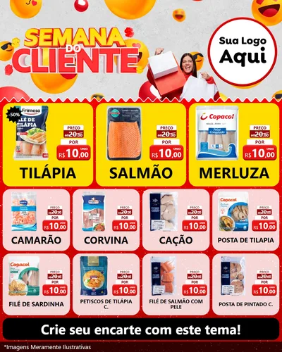 Modelo de Rede Social para Feed Instagram com o tema Semana do Cliente para Peixaria