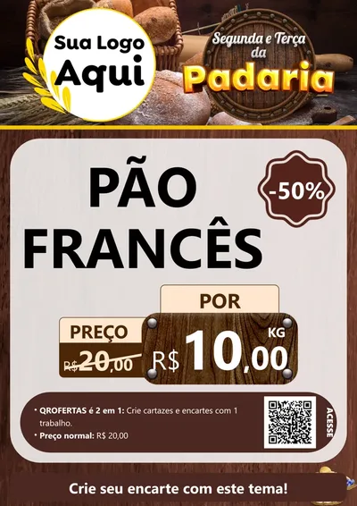 Modelo de Cartaz para Cartaz A4 Vertical com o tema Segunda e Terça da Padaria para Padaria