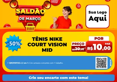 Modelo de Cartaz para Cartaz A4 Horizontal com o tema Saldão de Março para Calçados