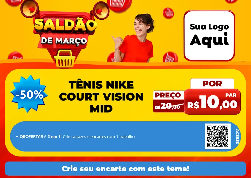 Modelo de Cartaz para Cartaz A4 Horizontal com o tema Saldão de Março para Calçados