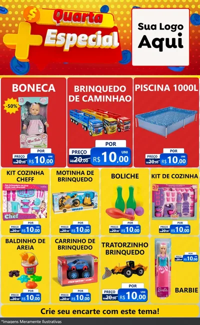 Modelo de Encarte para Encarte Grande com o tema Quarta Mais Especial para Brinquedos