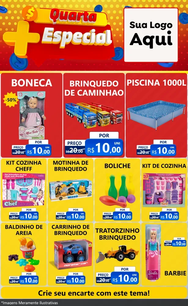Modelo de Encarte para Encarte Grande com o tema Quarta Mais Especial para Brinquedos