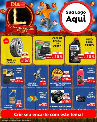Modelo de Rede Social para Feed Instagram com o tema Dia L - O Dia Mais Barato Do Mês para Auto peças