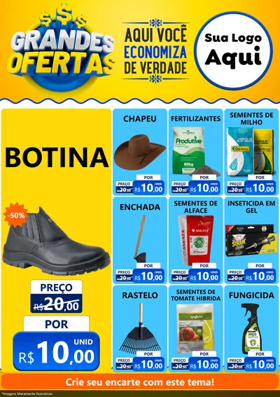 Modelo de Encarte para Encarte A4 Vertical com o tema Grandes Ofertas para Agropecuária