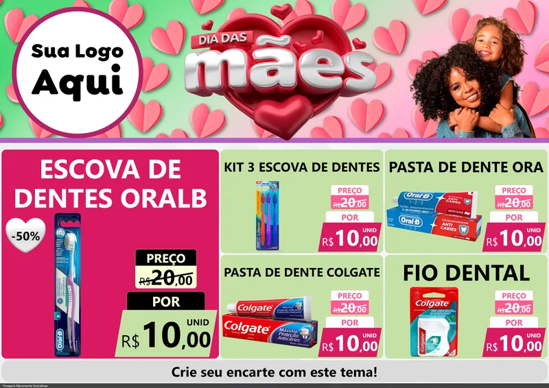 Modelo de Encarte para Encarte A4 Horizontal com o tema Dia das Mães para Higiene Pessoal