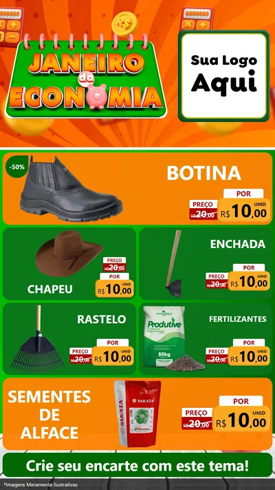 Modelo de TV para TV Vertical com o tema Janeiro da Economia para Agropecuária