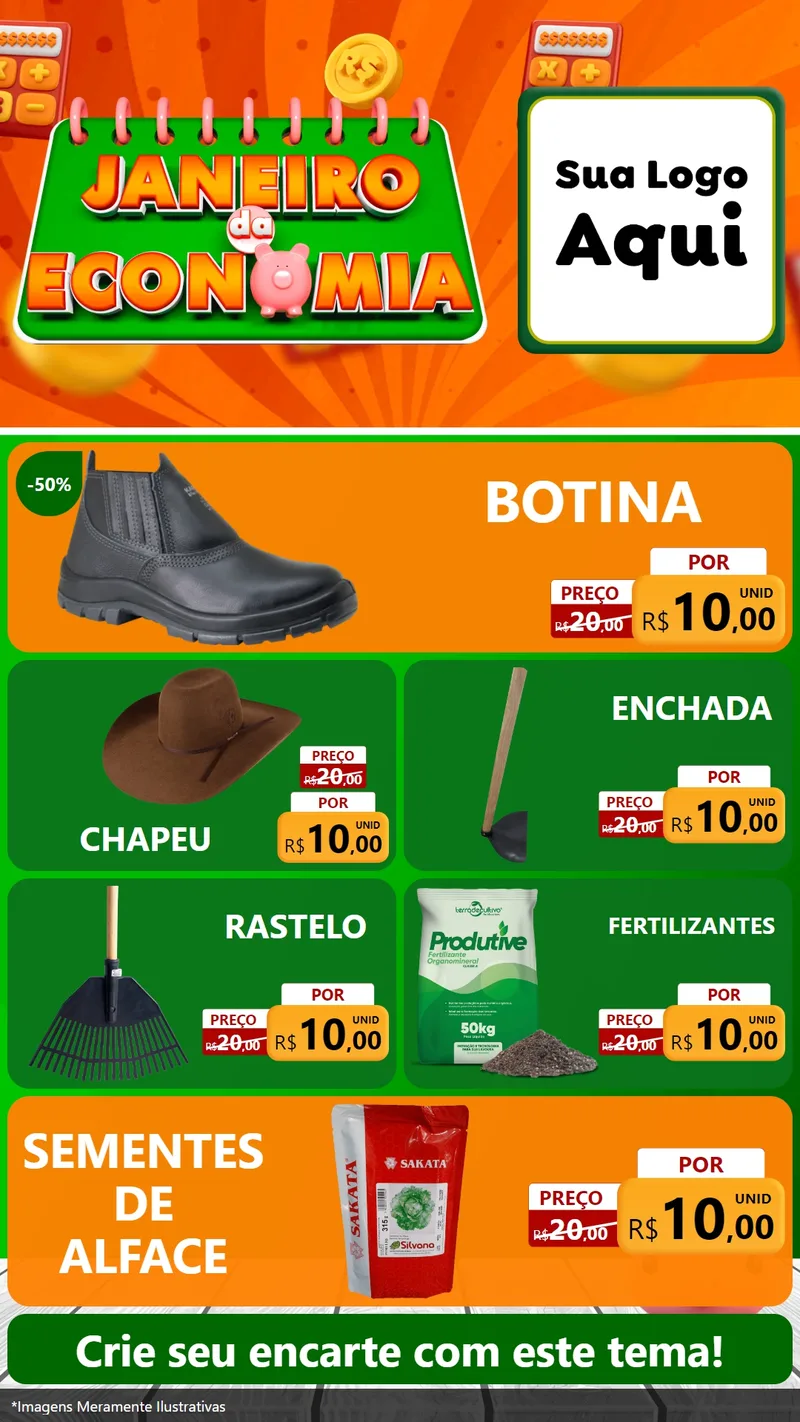 Modelo de TV para TV Vertical com o tema Janeiro da Economia para Agropecuária