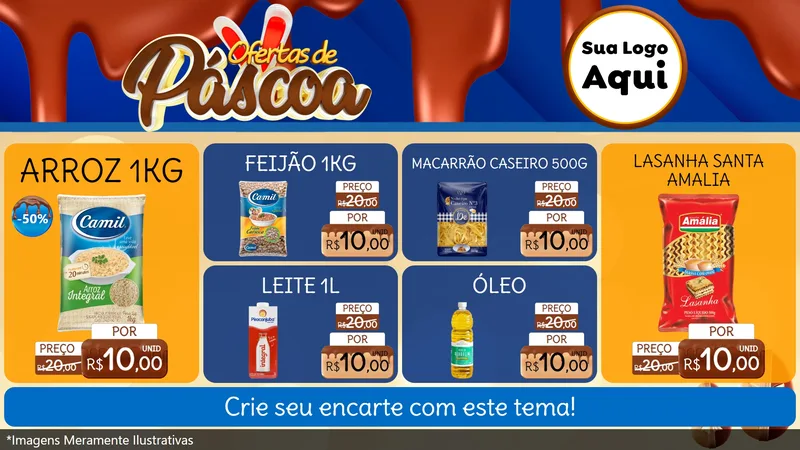 Modelo de TV para TV Horizontal com o tema Ofertas de Páscoa para Supermercado