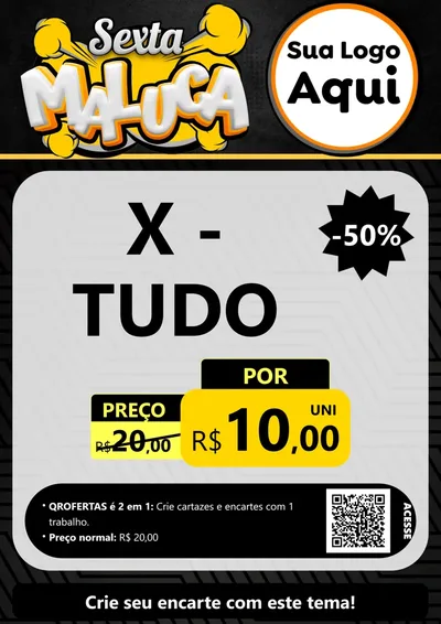 Modelo de Cartaz para Cartaz A4 Vertical com o tema Sexta Maluca para Hamburgueria