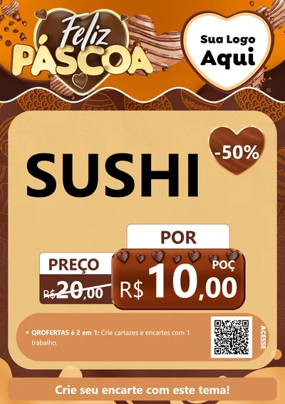 Modelo de Cartaz para Cartaz A4 Vertical com o tema Feliz Páscoa para Comida japonesa
