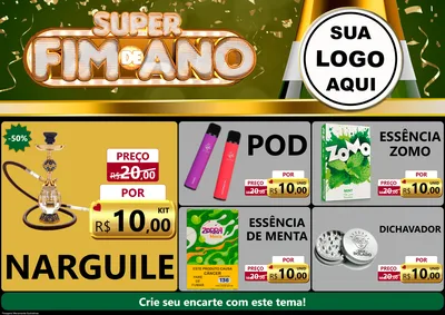 Modelo de Encarte para Encarte A4 Horizontal com o tema Super Fim de Ano para Tabacaria