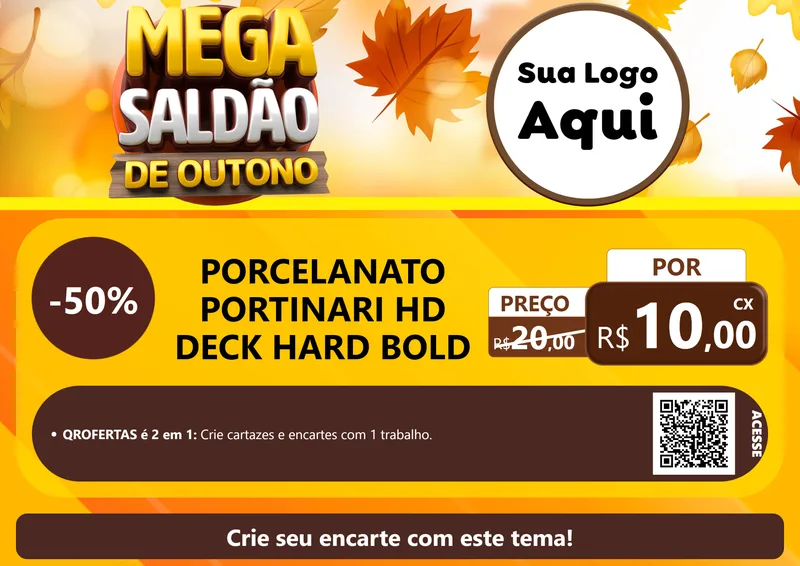 Modelo de Cartaz para Cartaz A4 Horizontal com o tema Mega Saldão de Outono para Pisos e revestimentos