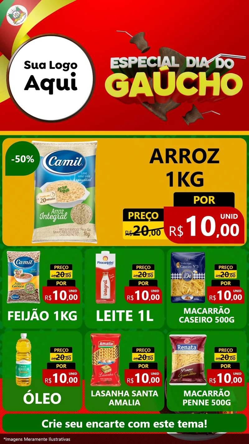 Modelo de Rede Social para Stories com o tema Especial Dia do Gaúcho para Supermercado