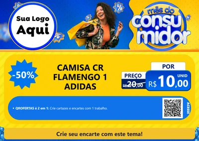 Modelo de Cartaz para Cartaz A4 Horizontal com o tema Mês do Consumidor para Roupas e acessórios