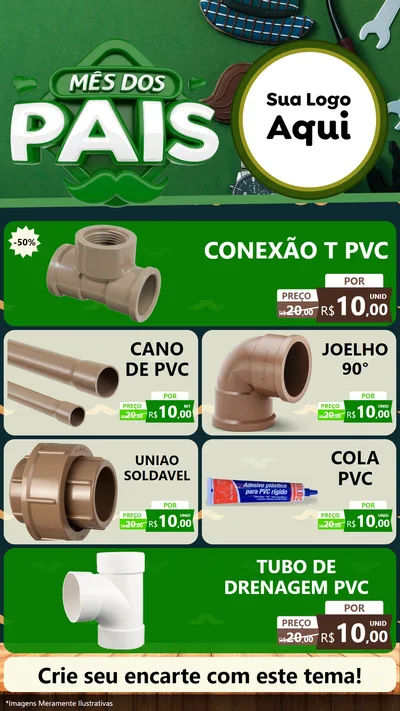 Modelo de TV para TV Vertical com o tema Mês dos Pais para Tubos e conexões
